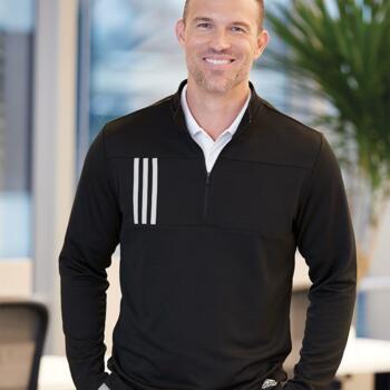 Men's 3-Stripes Double-Knit Quarter-Zip Pullover Thumbnail