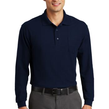 Long Sleeve Silk Touch Polo with Pocket Thumbnail