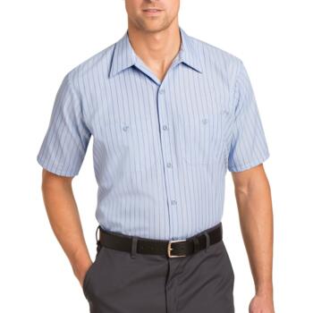 Short Sleeve Striped Industrial Work Shirt Thumbnail