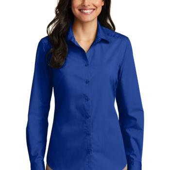 Ladies Long Sleeve Carefree Poplin Shirt Thumbnail