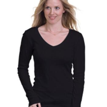 Women's USA-Made Long Sleeve Deep V-Neck Thumbnail