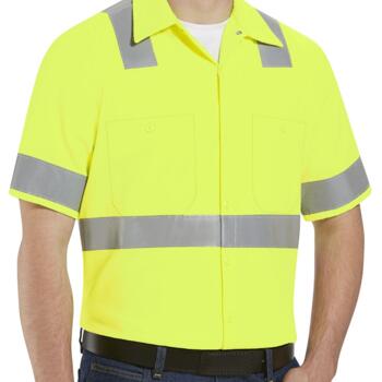 High Visibility Safety Short Sleeve Work Shirt Tall Sizes Thumbnail